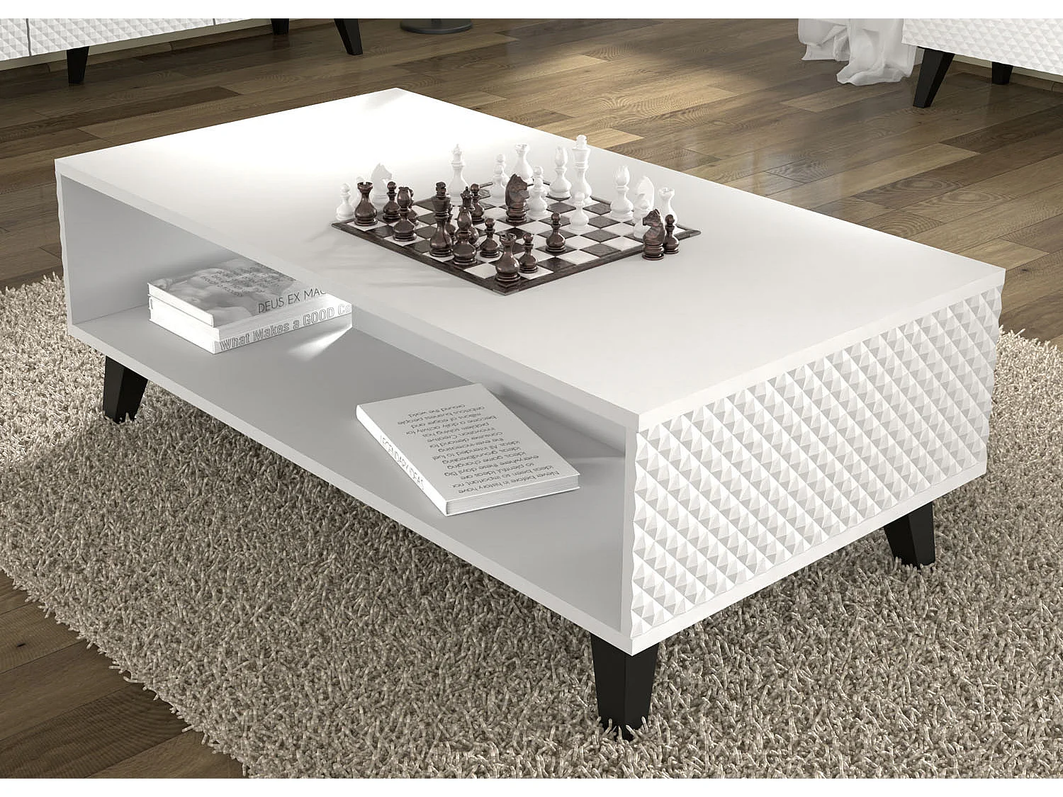 Tavolino Ravenna PC 90x60x43 Bianco & Nero