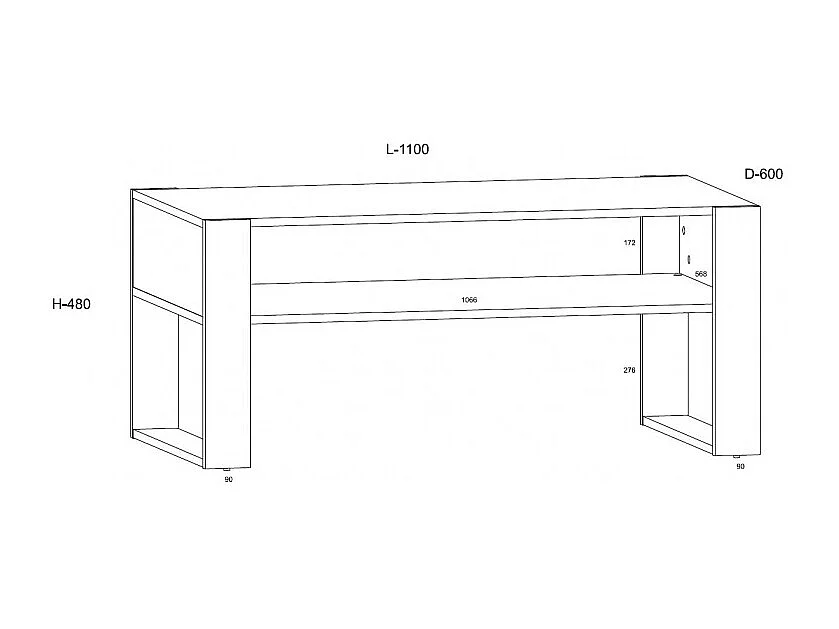 Tavolino NUKA 110x60x48 Bianco & Nero