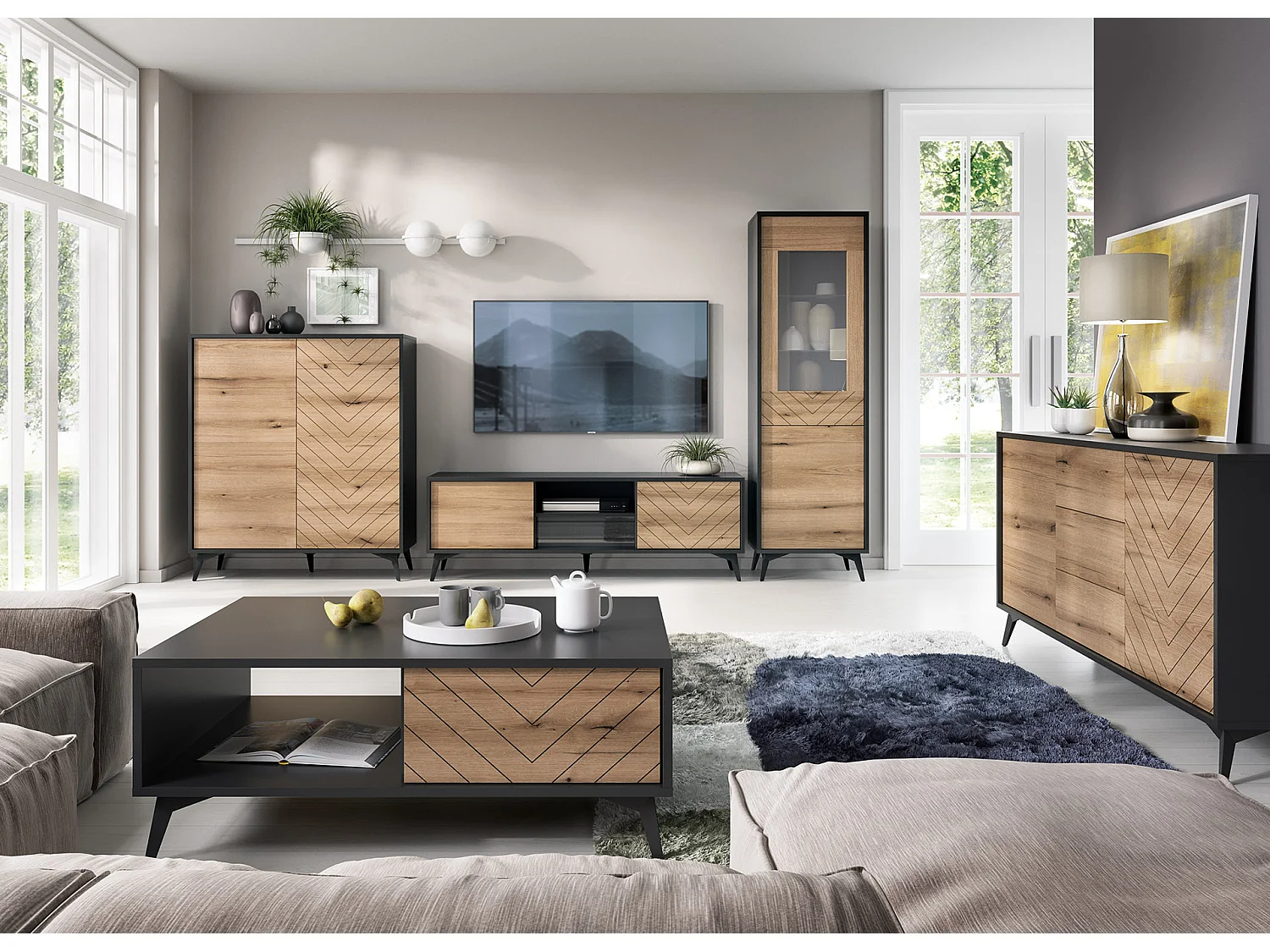 Couchtisch DIAMOND L140 104x68x40 Creme & Schwarz