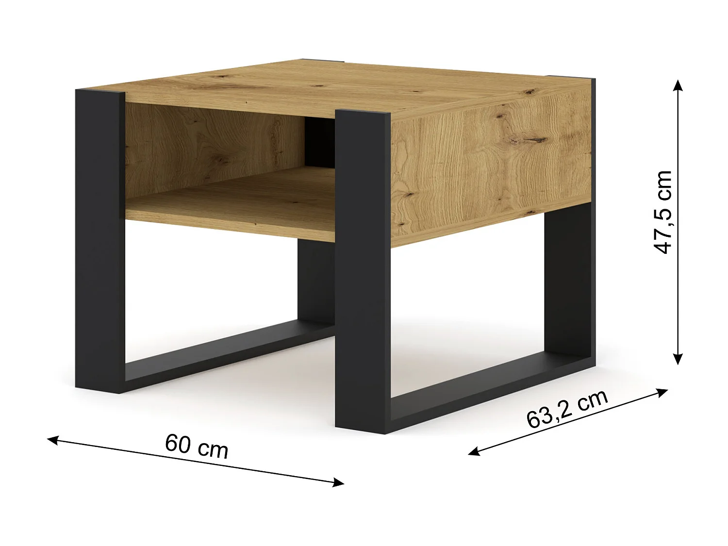 Mesa baja MONDI 60x60x47 Crema & Negro