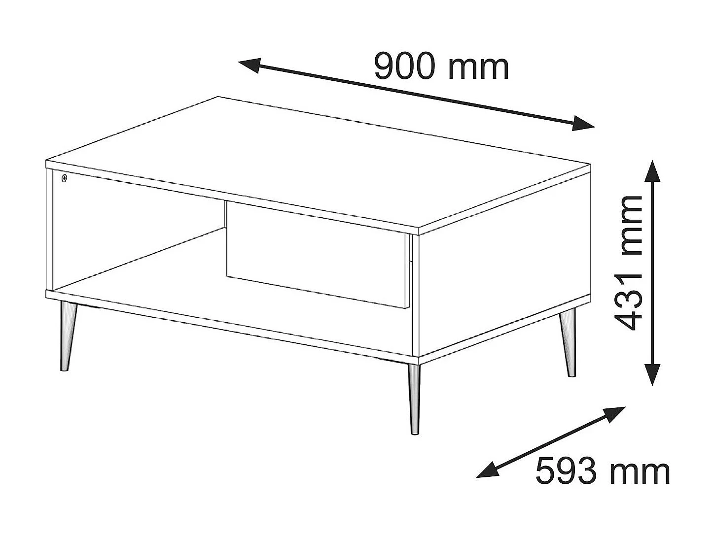 Table basse RavennaB 90x60x43 Blanc & Crème