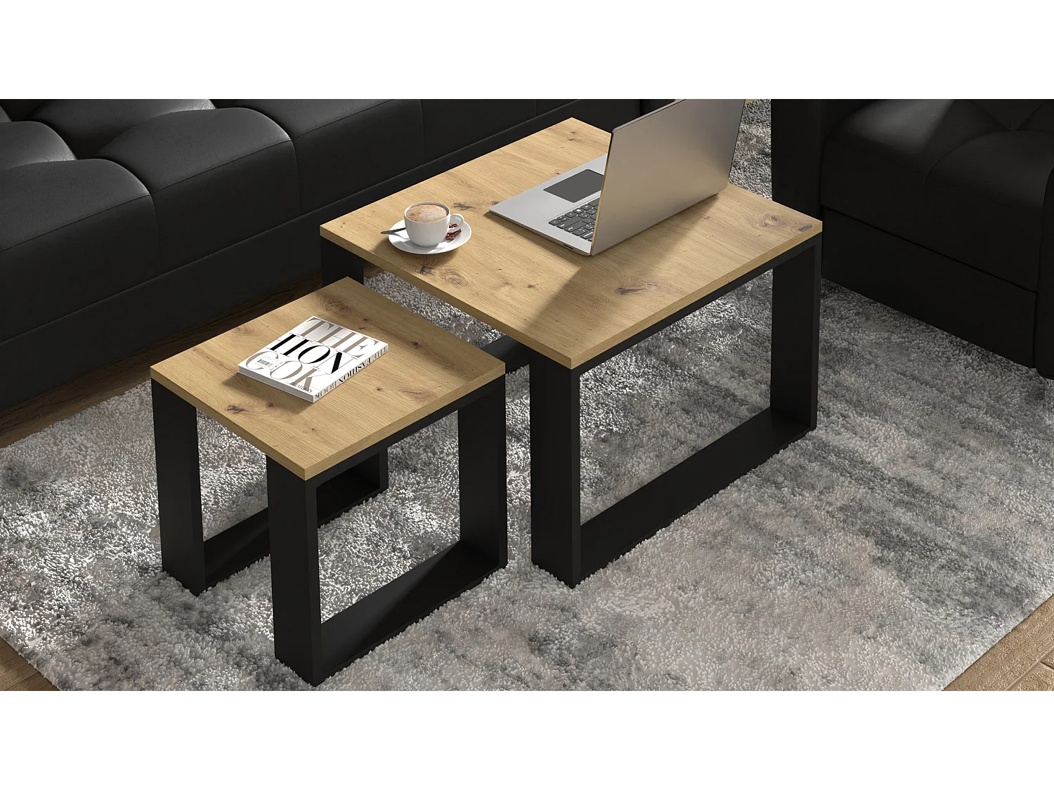 Tavolino NUKA DUO 60x60x47 Crema & Nero