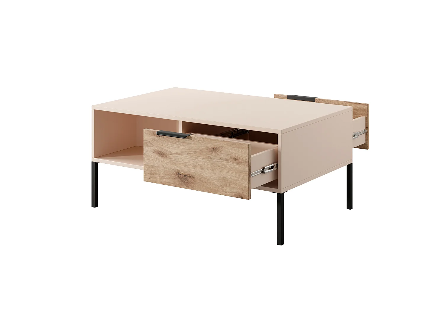 Couchtisch RAVE 2SB 97x60x45 Creme & Schwarz