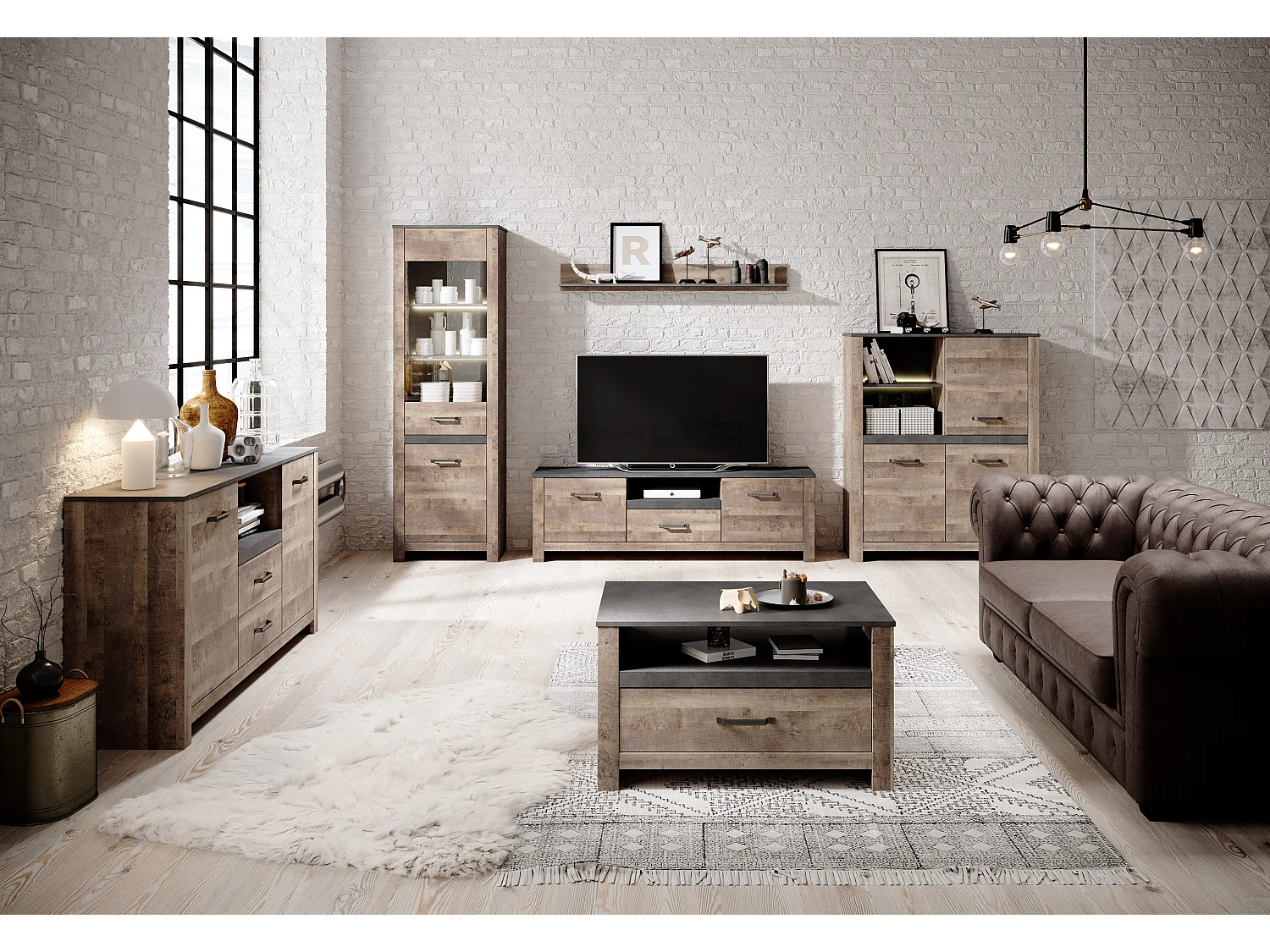 Couchtisch SAND 90x60x52 Creme & Grau