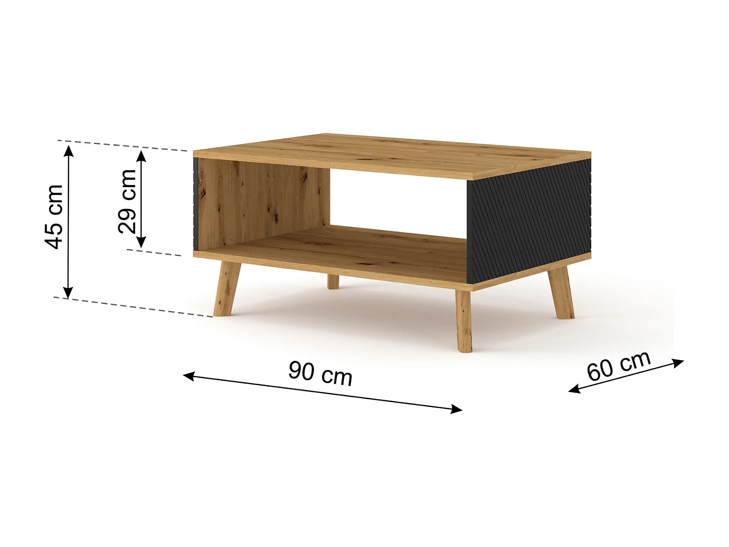 Tavolino LUXI 90x60x45 Crema & Nero