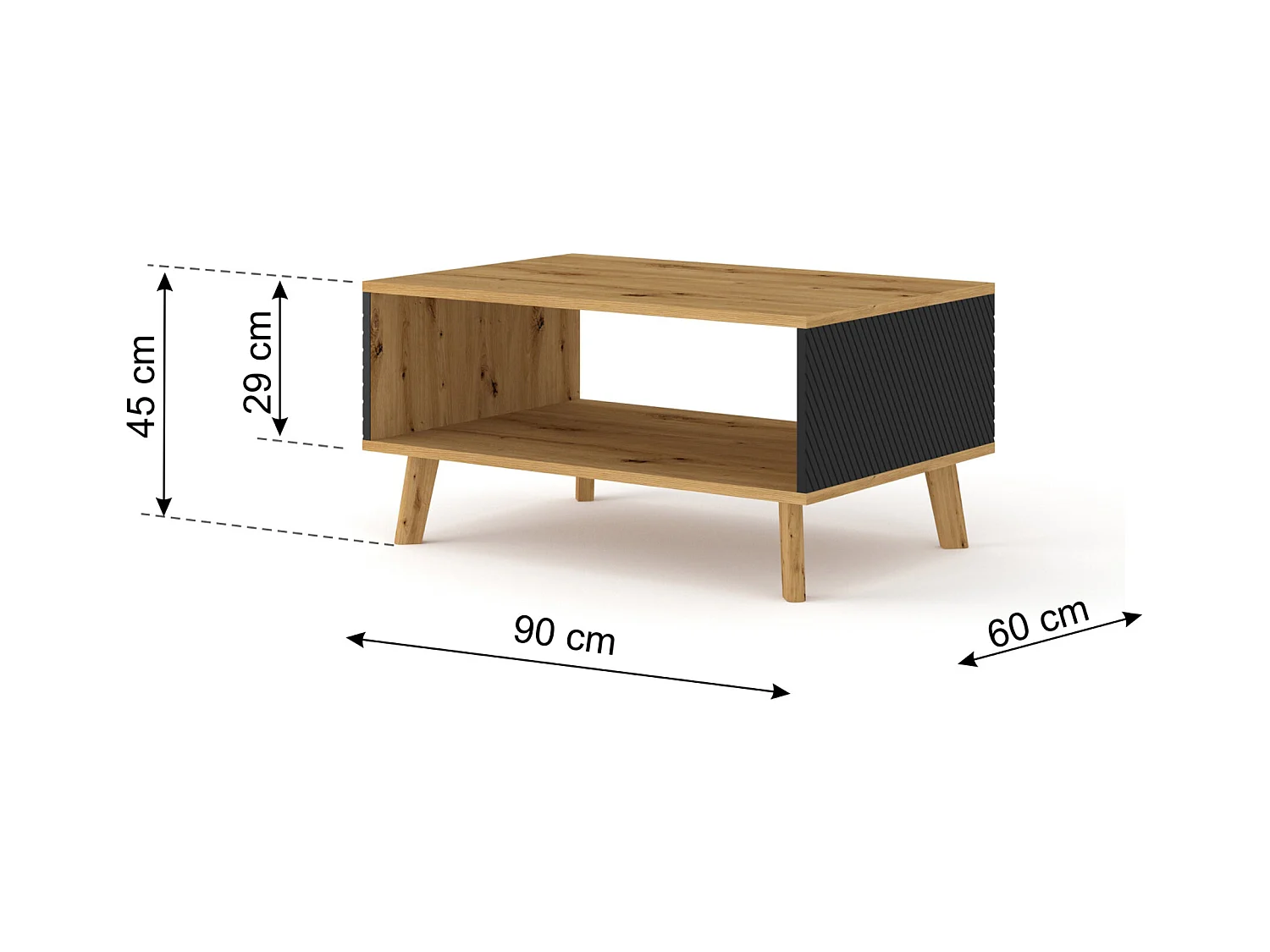 Table basse LUXI 90x60x45 Crème & Noir