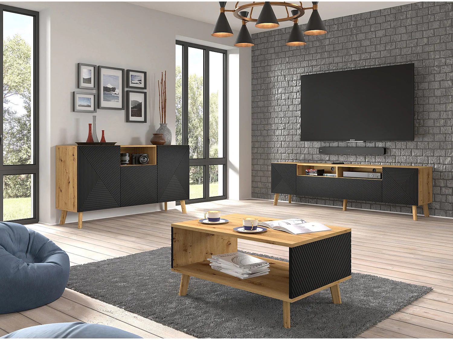 Nexa 90 cm Salontafel Hout en Zwart