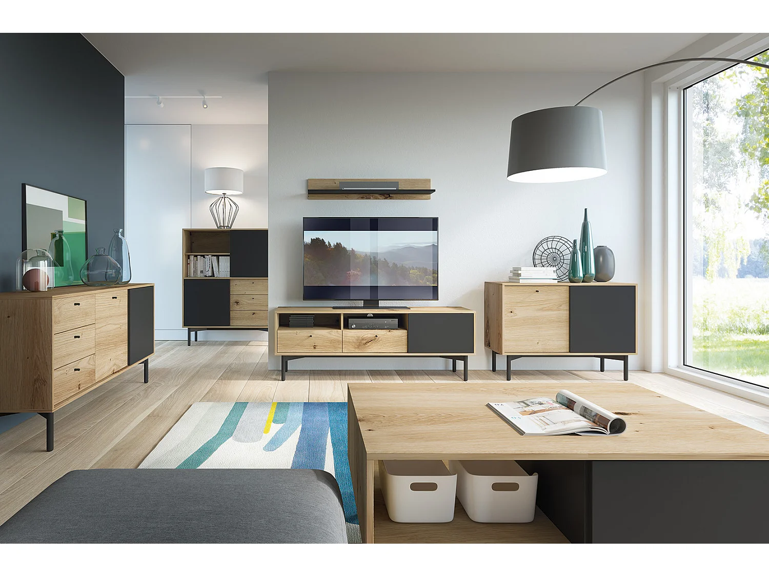 Couchtisch FLOW FL102 102x68x46 Creme & Schwarz