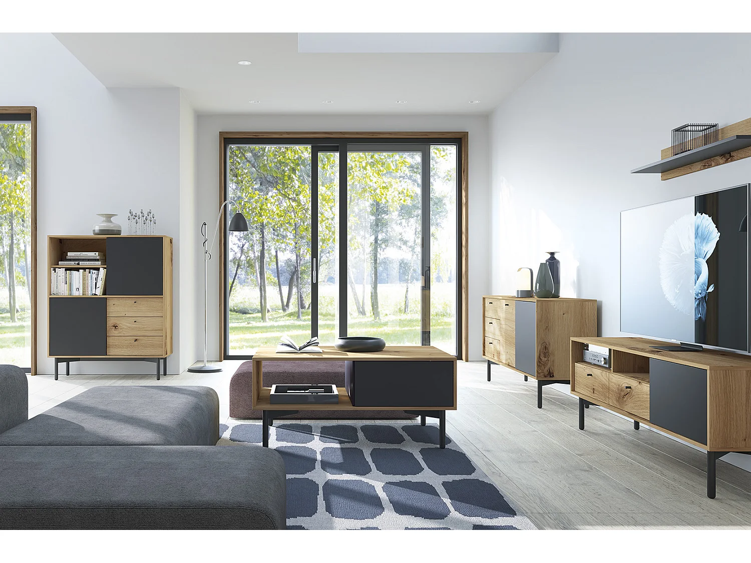 Couchtisch FLOW FL102 102x68x46 Creme & Schwarz