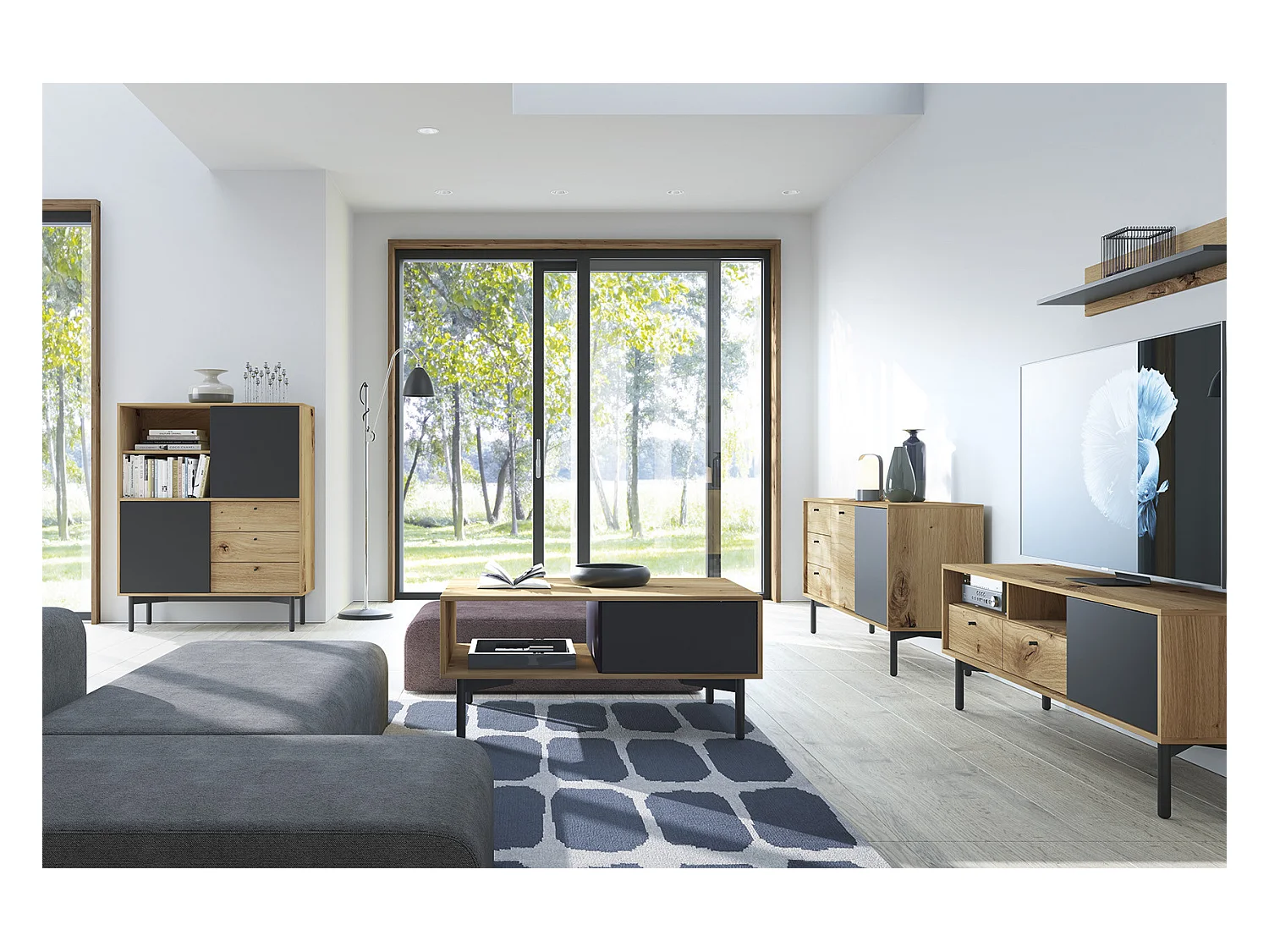 Table basse FLOW FL102 102x68x46 Crème & Noir