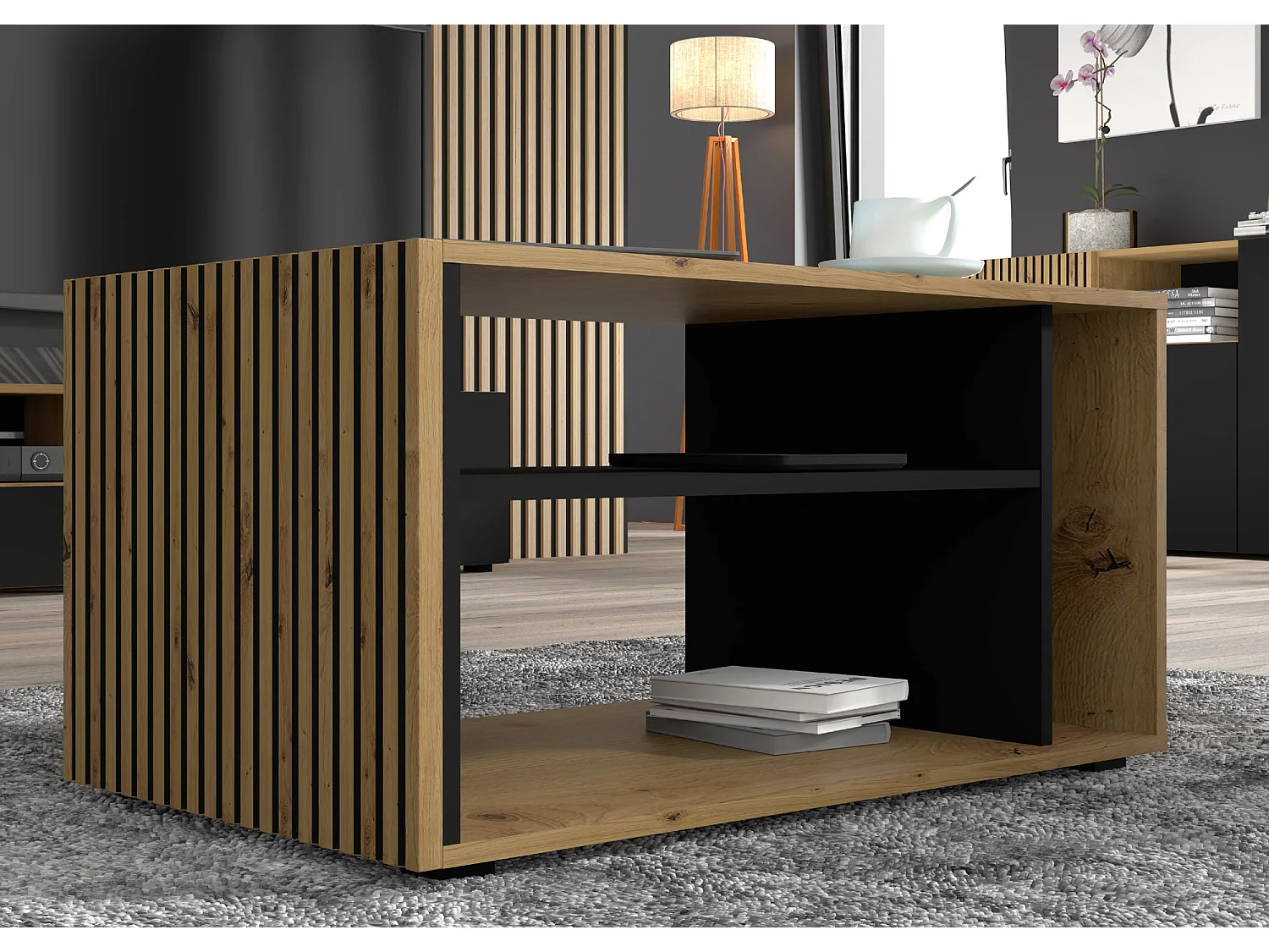 Salontafel 88 cm Nera Hout en Zwart