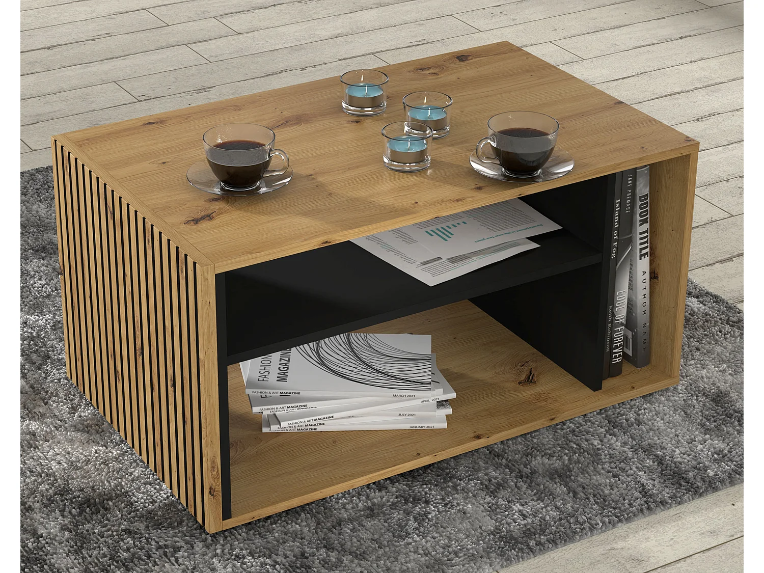 Salontafel 88 cm Nera Hout en Zwart