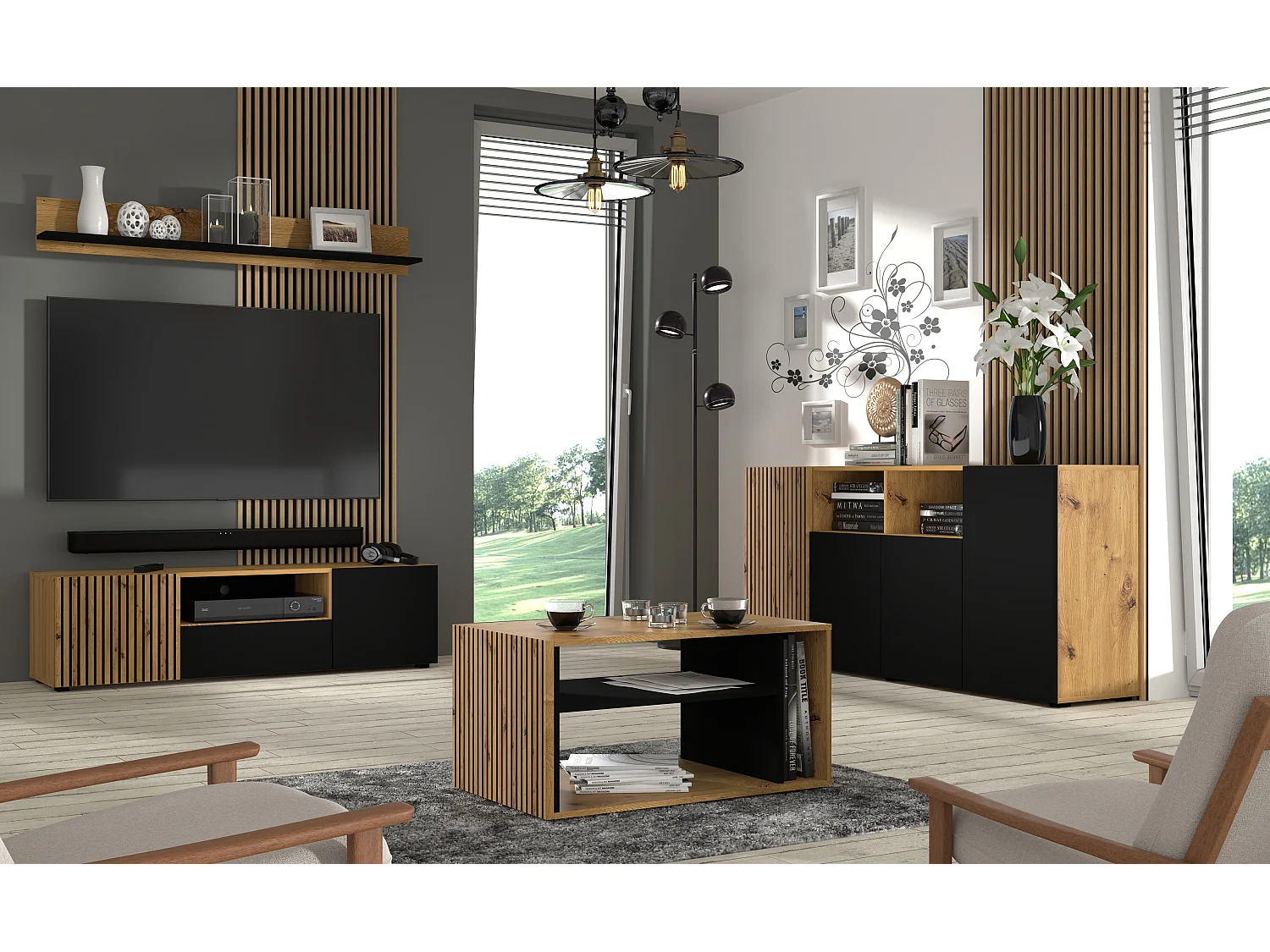 Table basse AURIS 88x55x45 Crème & Noir