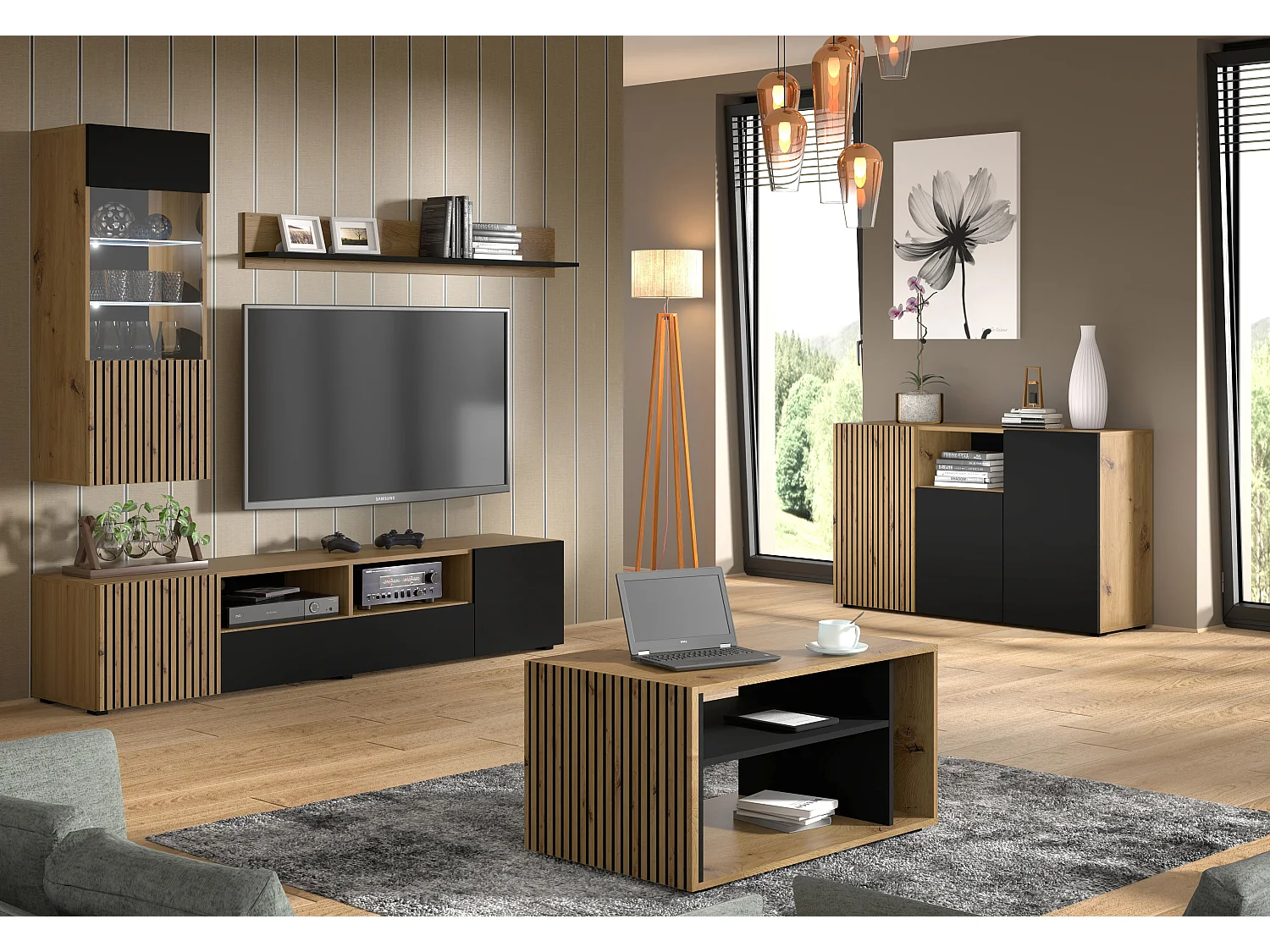 Table basse AURIS 88x55x45 Crème & Noir