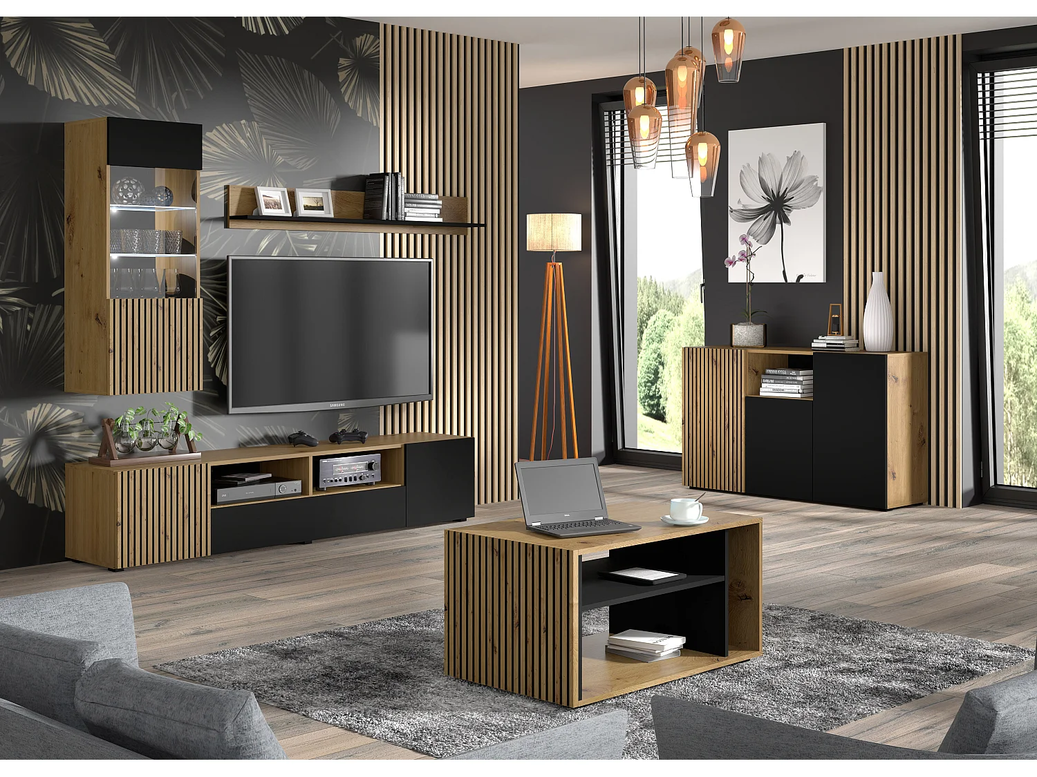 Table basse AURIS 88x55x45 Crème & Noir