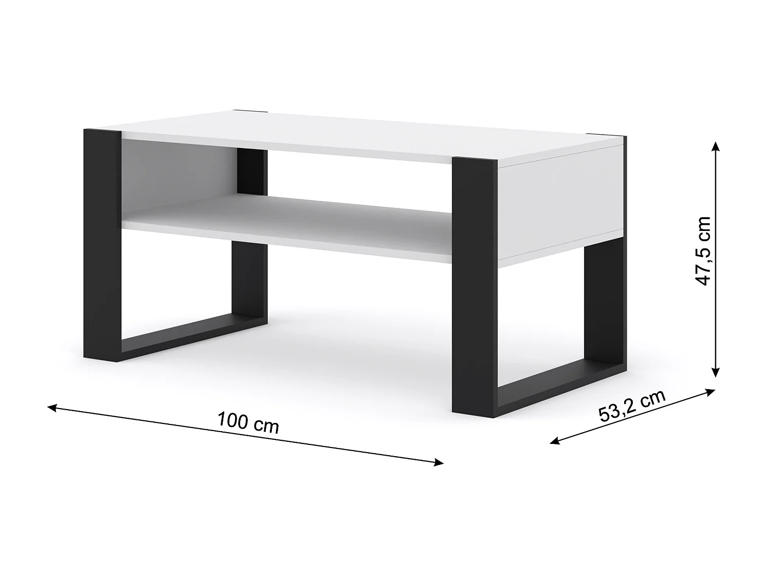 Couchtisch MONDI 100x50x47 Weiß & Schwarz