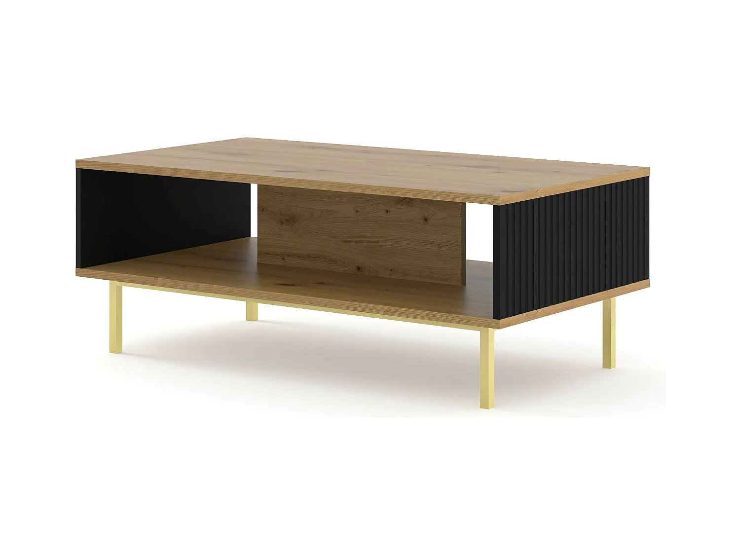 Table basse RavennaB 90x60x45 Crème & Noir & Doré