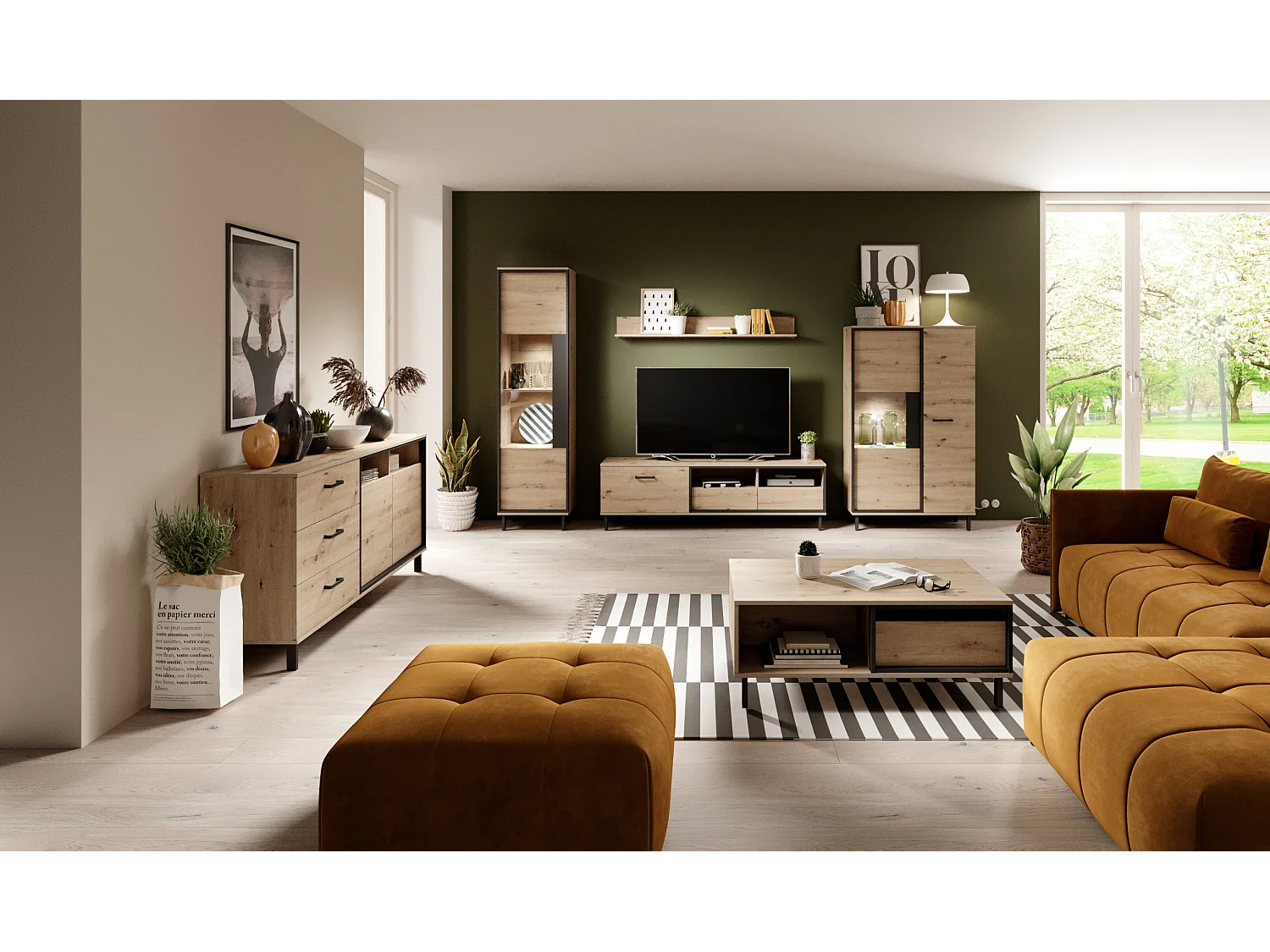 Couchtisch NEST 102x62x44 Creme & Schwarz