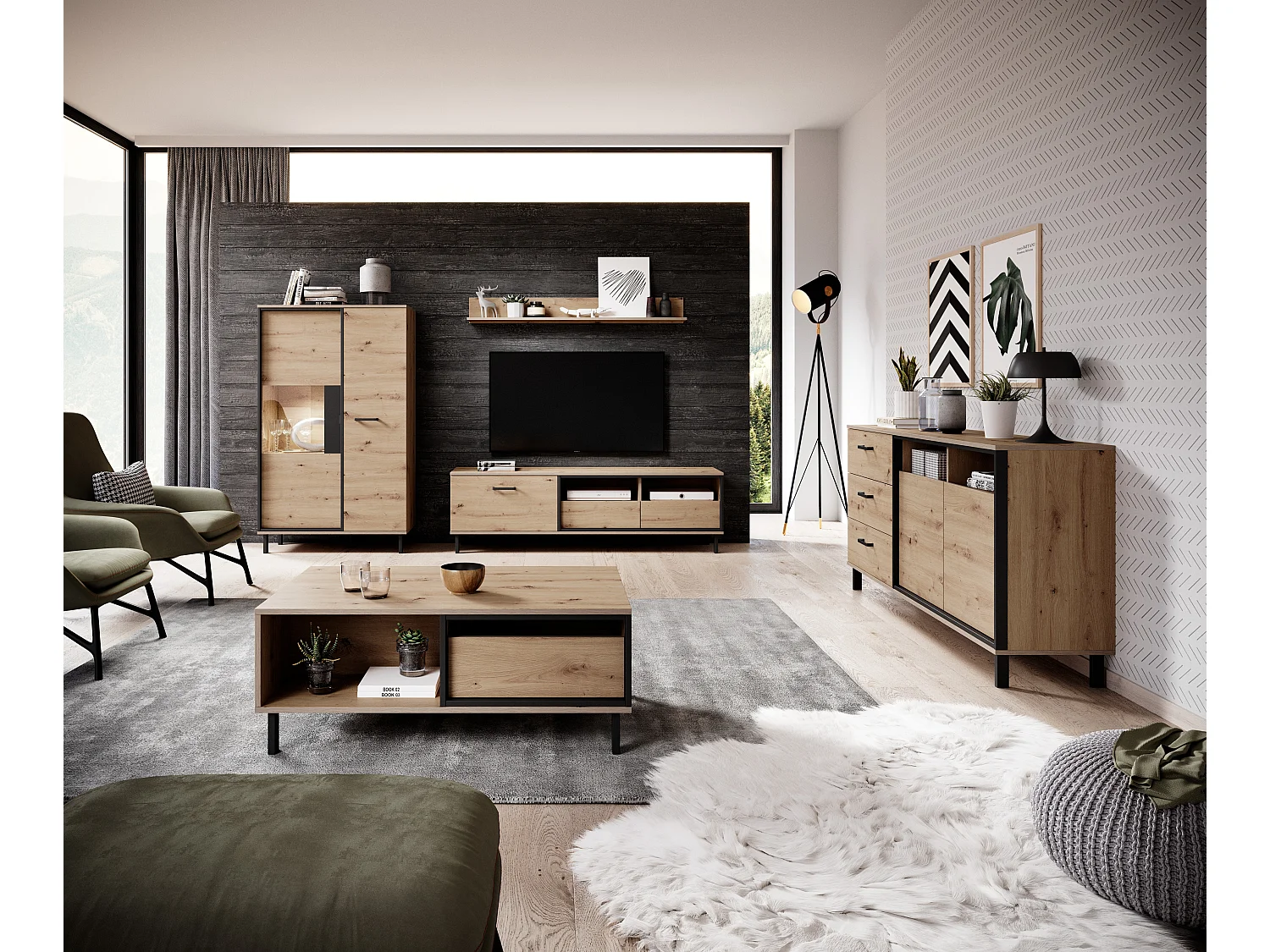 Couchtisch NEST 102x62x44 Creme & Schwarz