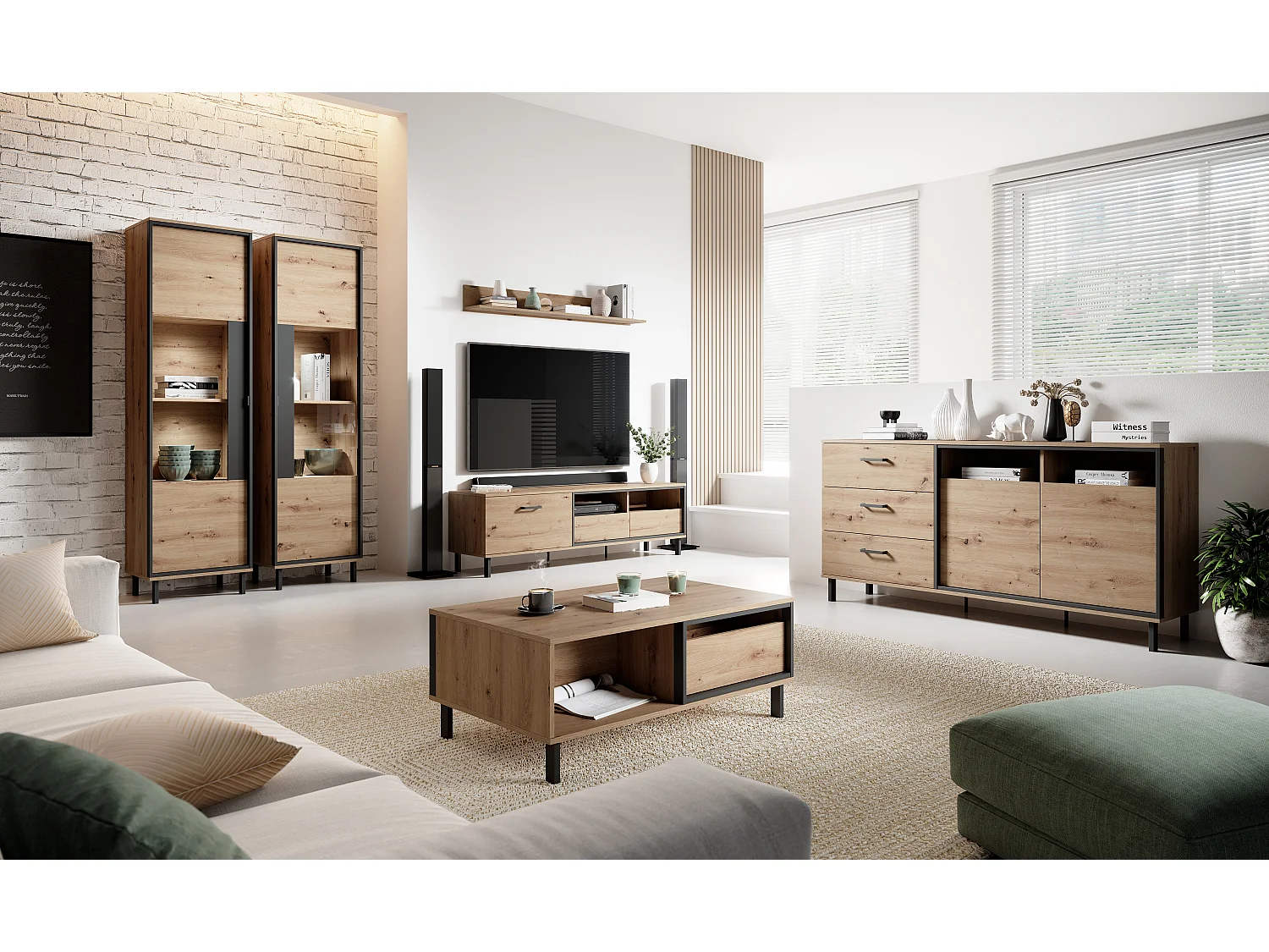 Couchtisch NEST 102x62x44 Creme & Schwarz