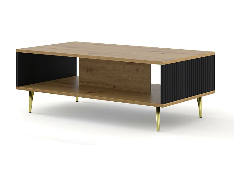 Couchtisch RavennaB 90x60x43 Creme & Schwarz & Golden