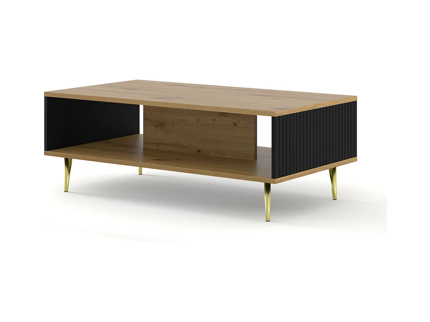 Table basse RavennaB 90x60x43 Crème & Noir & Doré