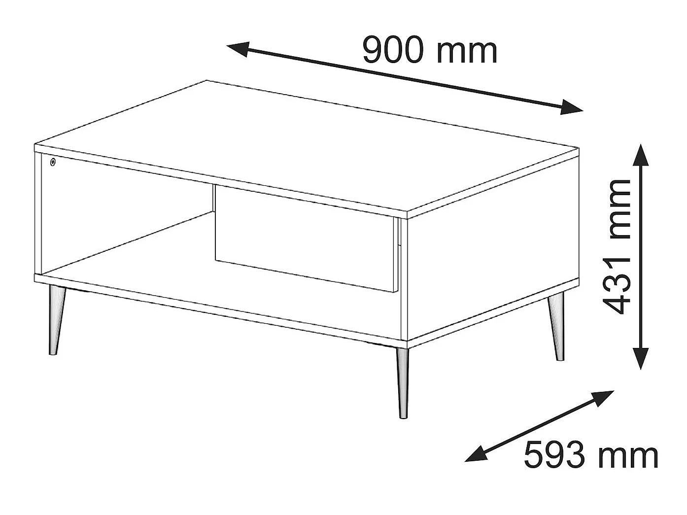 Table basse RavennaB 90x60x43 Noir