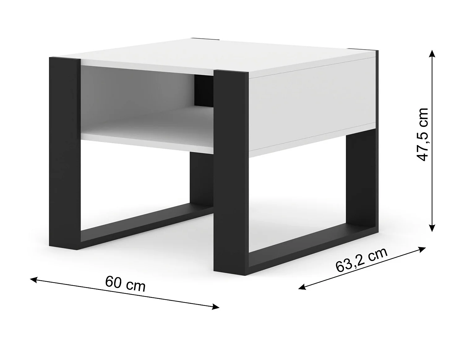 Tavolino MONDI 60x60x47 Bianco & Nero