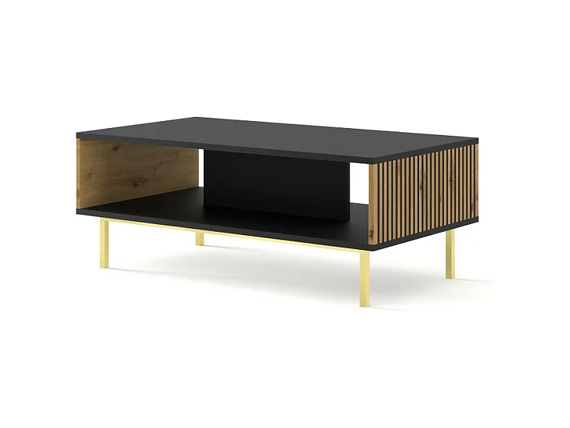 Table basse RavennaF 90x60x45 Noir & Crème & Doré