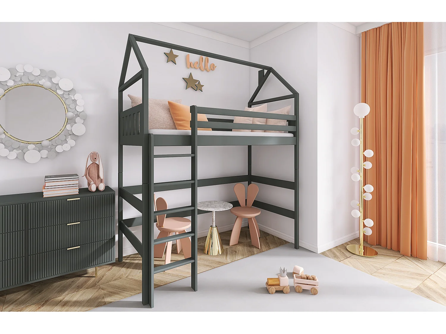 Lit de maison Gloria 90x190 Gris