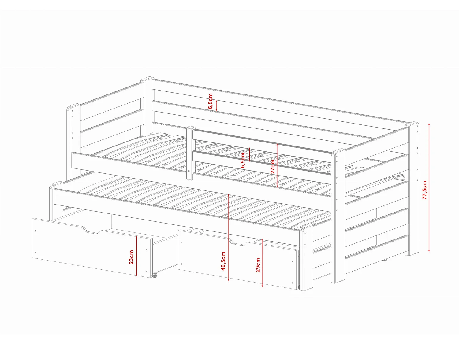 Kinderbett Senso 90x200 Grau
