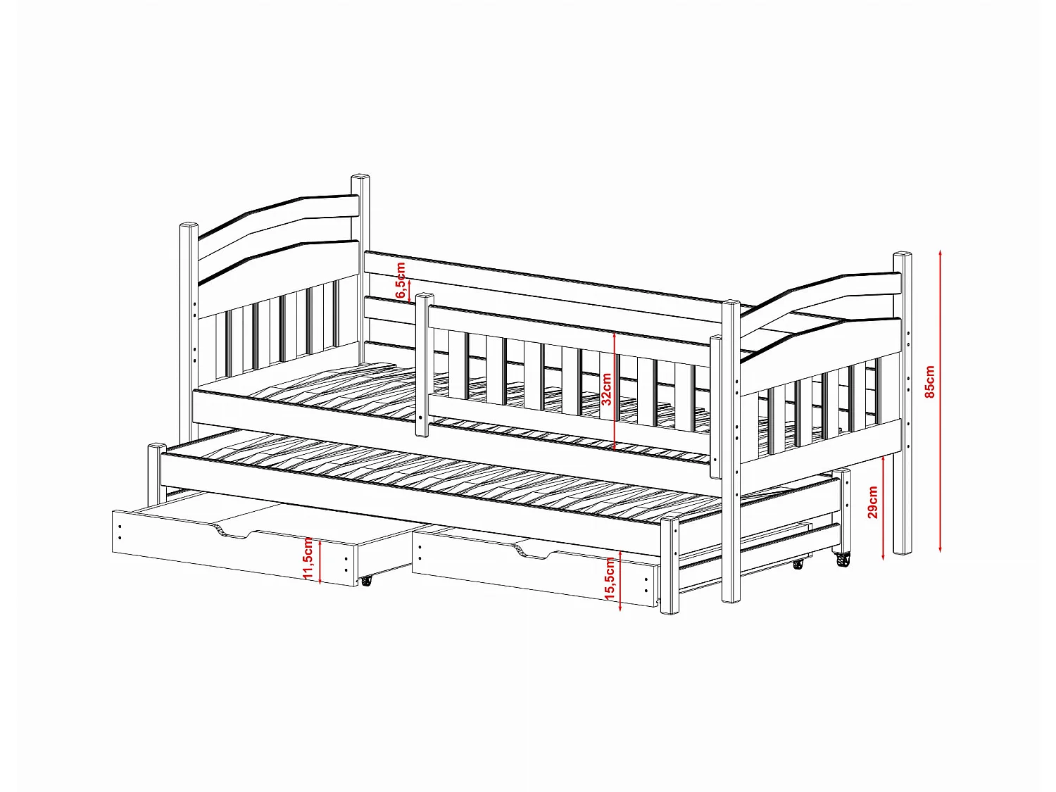 Kinderbett Galaxy 90x190 Grau