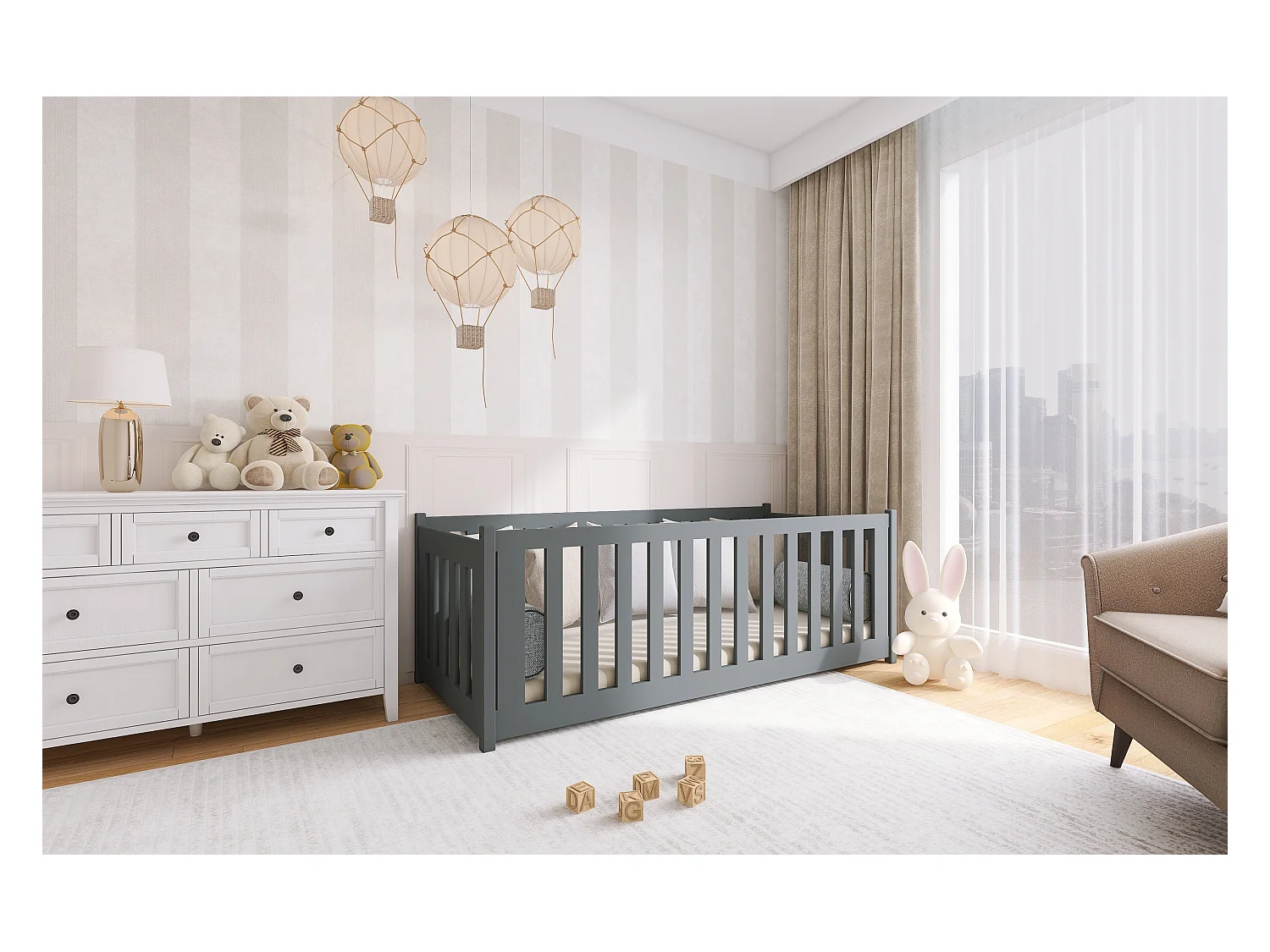 Einzelbett Concept 90x200 Grau