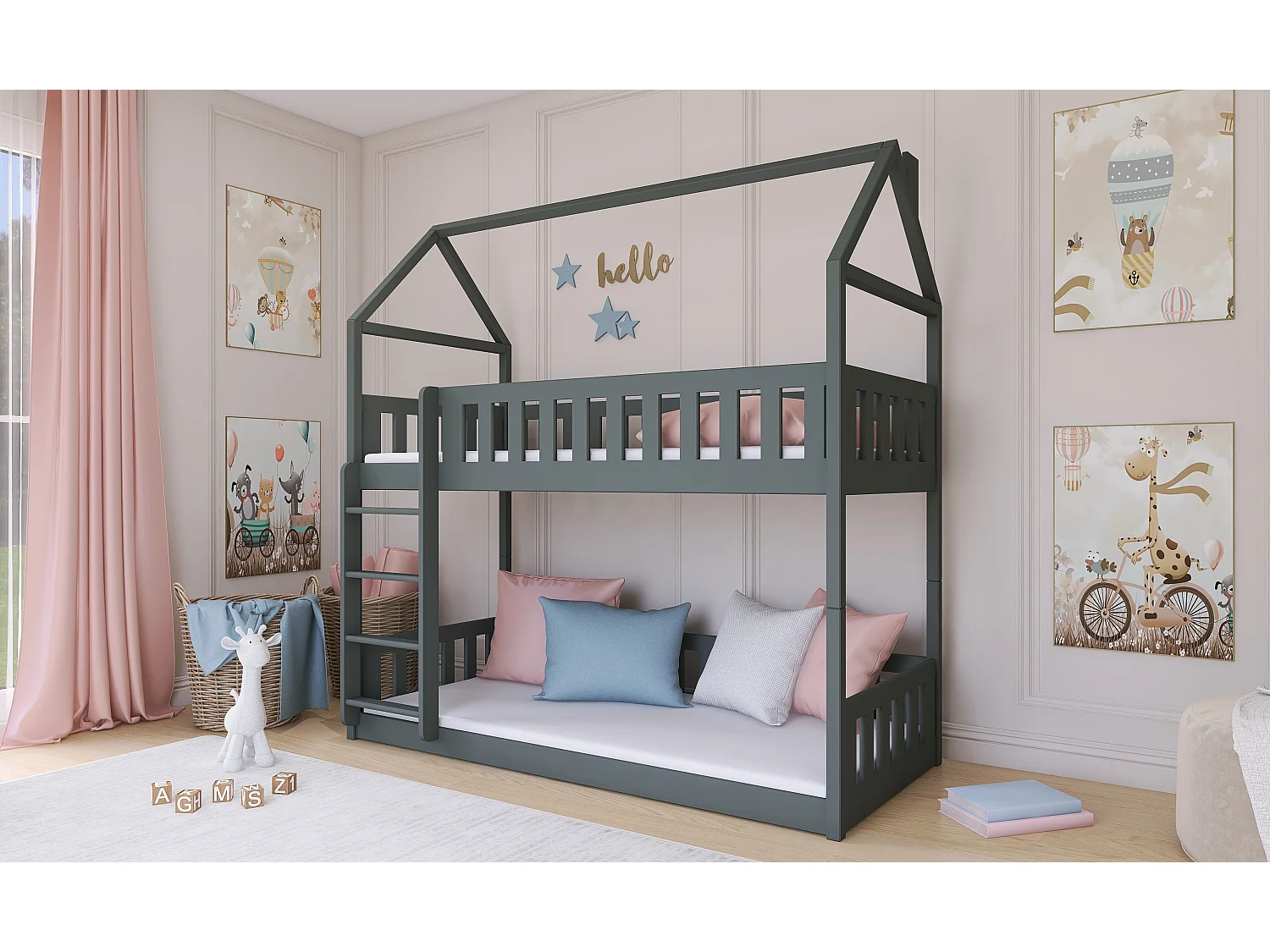 Lit de maison Pola 90x200 Gris