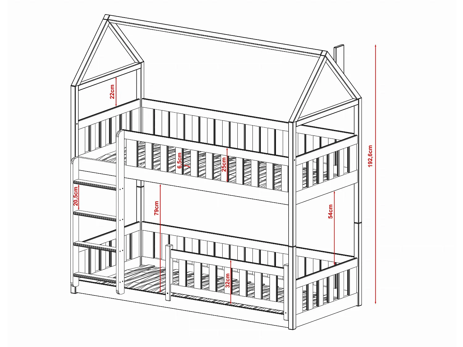 Lit de maison Pola 90x200 Gris