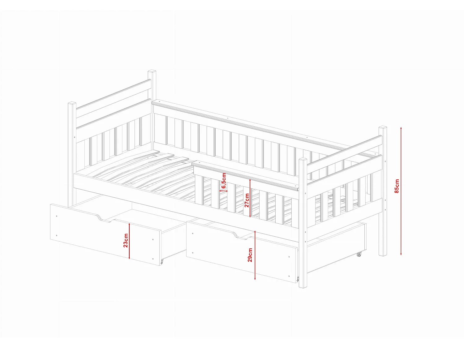 Letto singolo Emma 90x200 Grigio