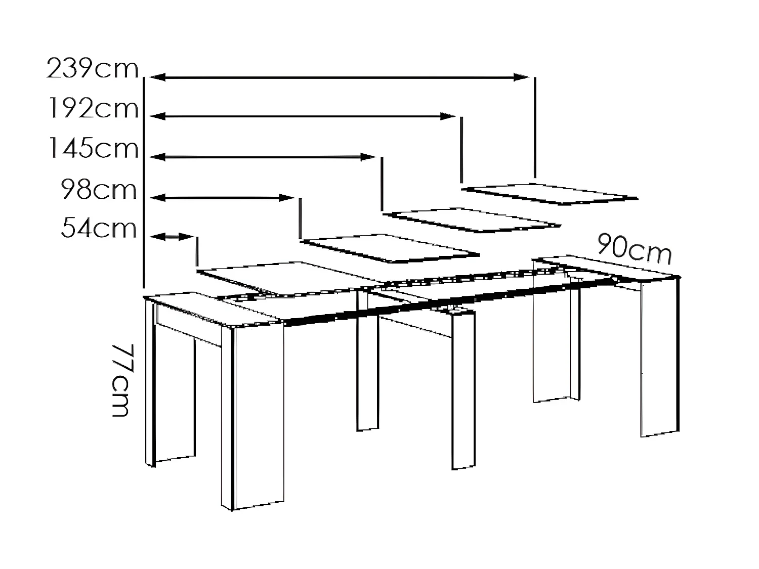 Console table extensible 10 couverts - 4 rallonges - Naturel clair - ONEGA