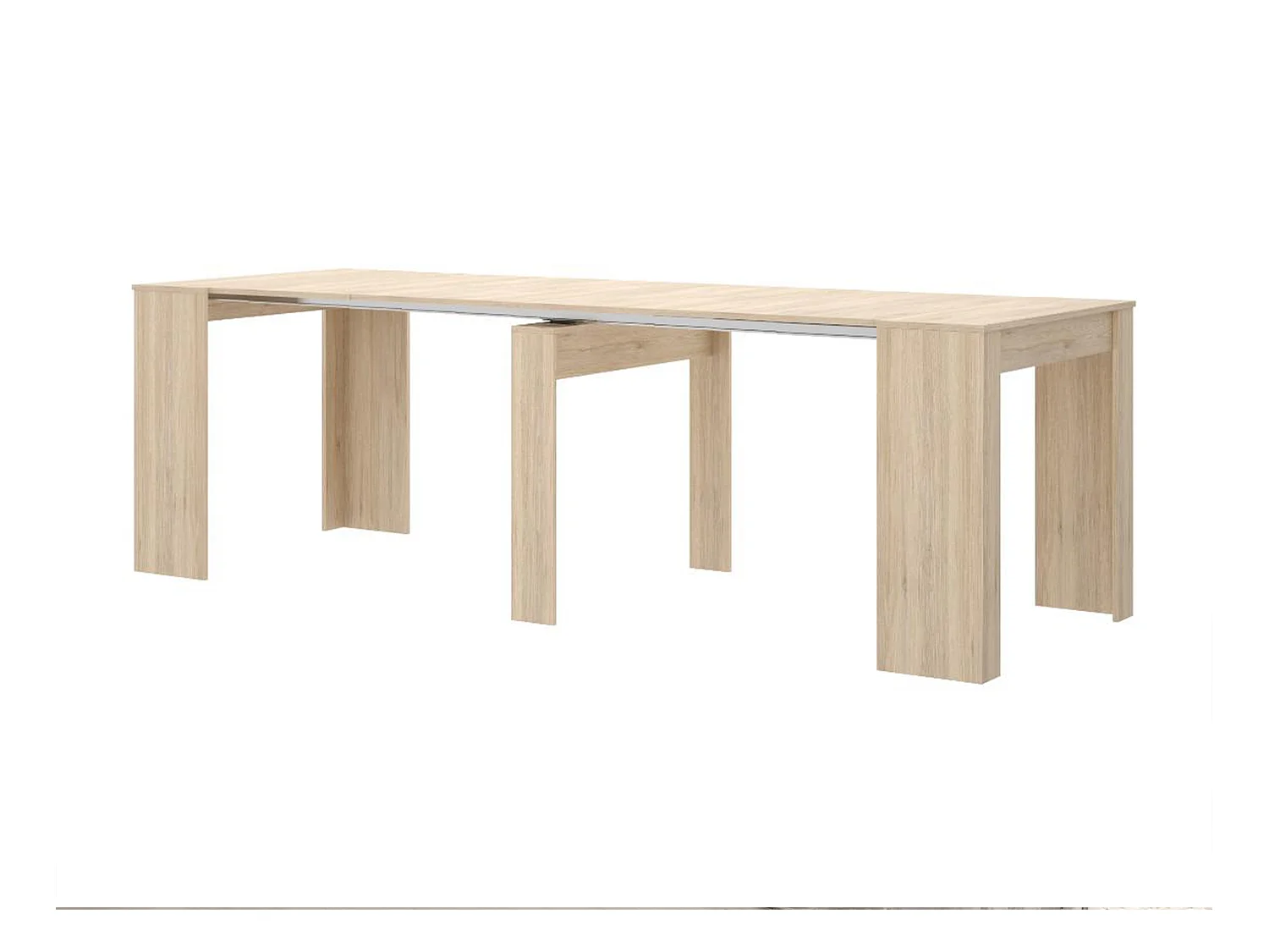 Mesa consola extensible ONEGA - 10 comensales - 4 extensiones - Color: roble