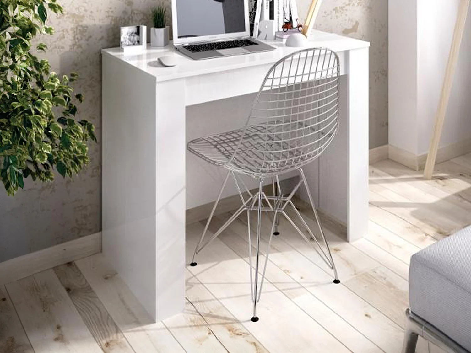 Console table extensible 10 couverts - 4 rallonges - Blanc - ONEGA