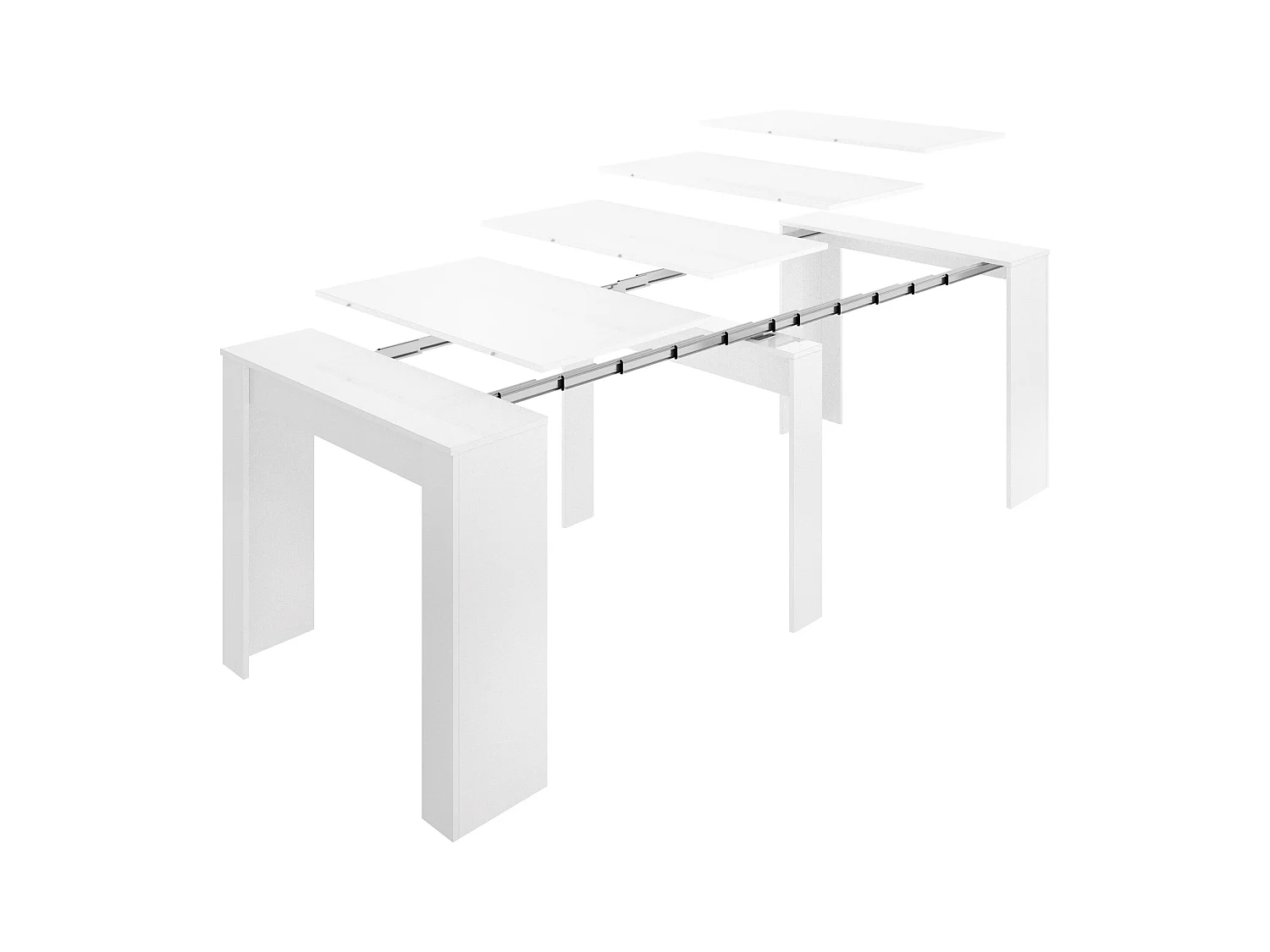 Mesa consola extensible ONEGA - 10 comensales - 4 extensiones - Color: blanco