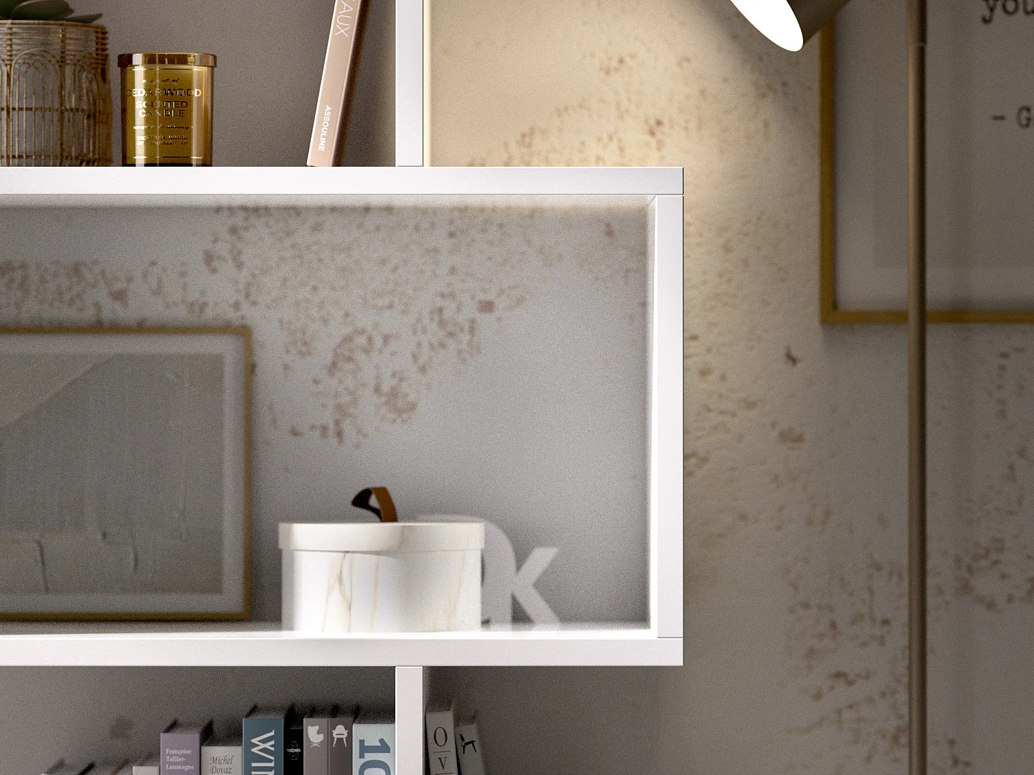 Estante alta TOMINI - 6 divisões - Cor: branca