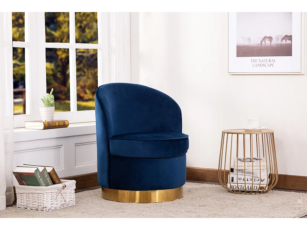 Fauteuil SANELA en velours - Bleu nuit