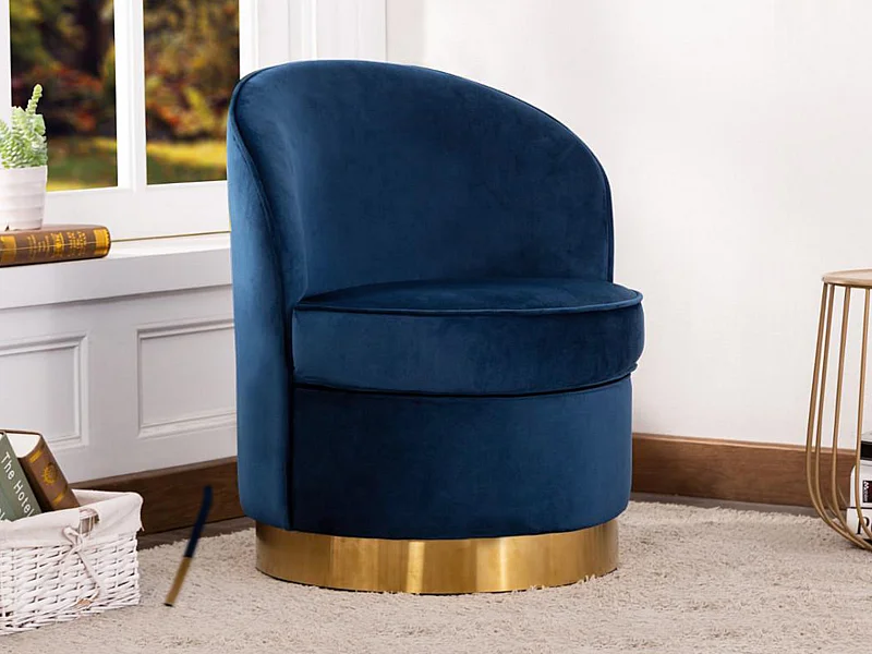 Fauteuil SANELA en velours - Bleu nuit