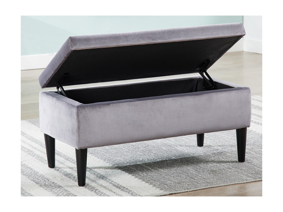 Sitztruhe Truhenbank Samt BUREN Anthrazit günstig kaufen