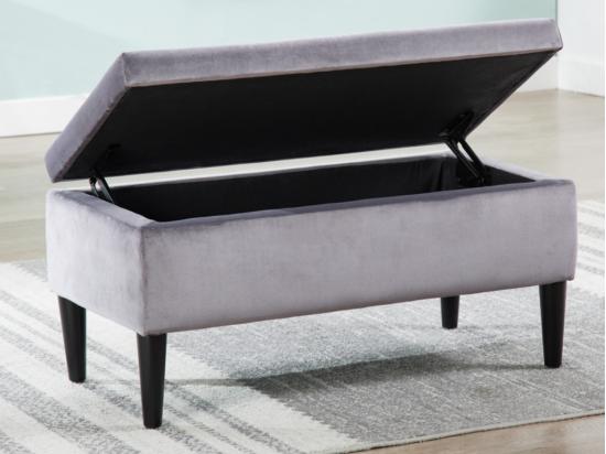 vente unique Banc coffre de rangement BUREN en velours - Gris