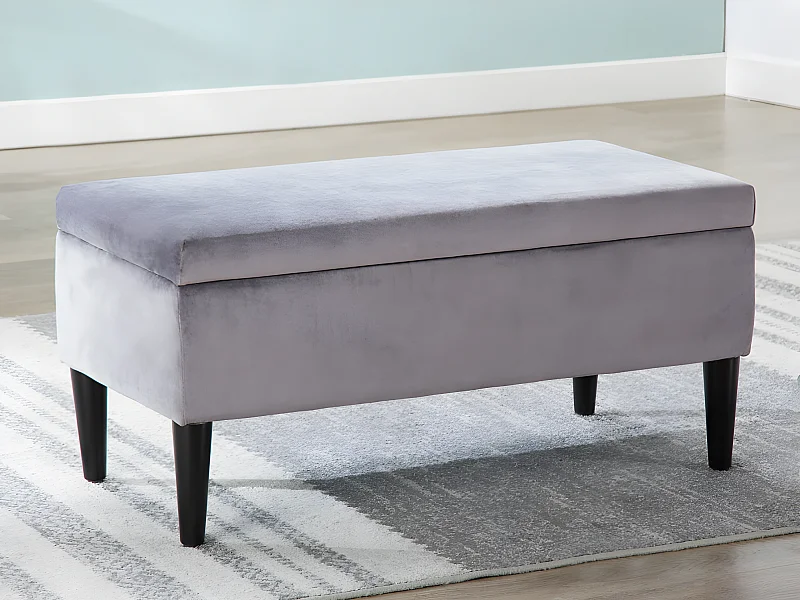 Banc coffre de rangement BUREN en velours - Gris