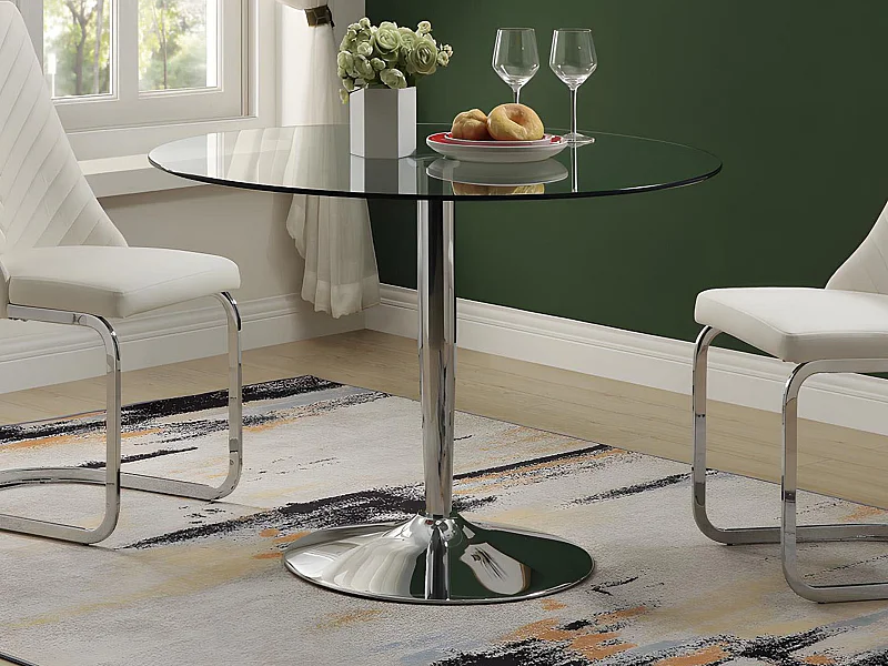Esstisch rund - Sicherheitsglas & Metall - NOLAN