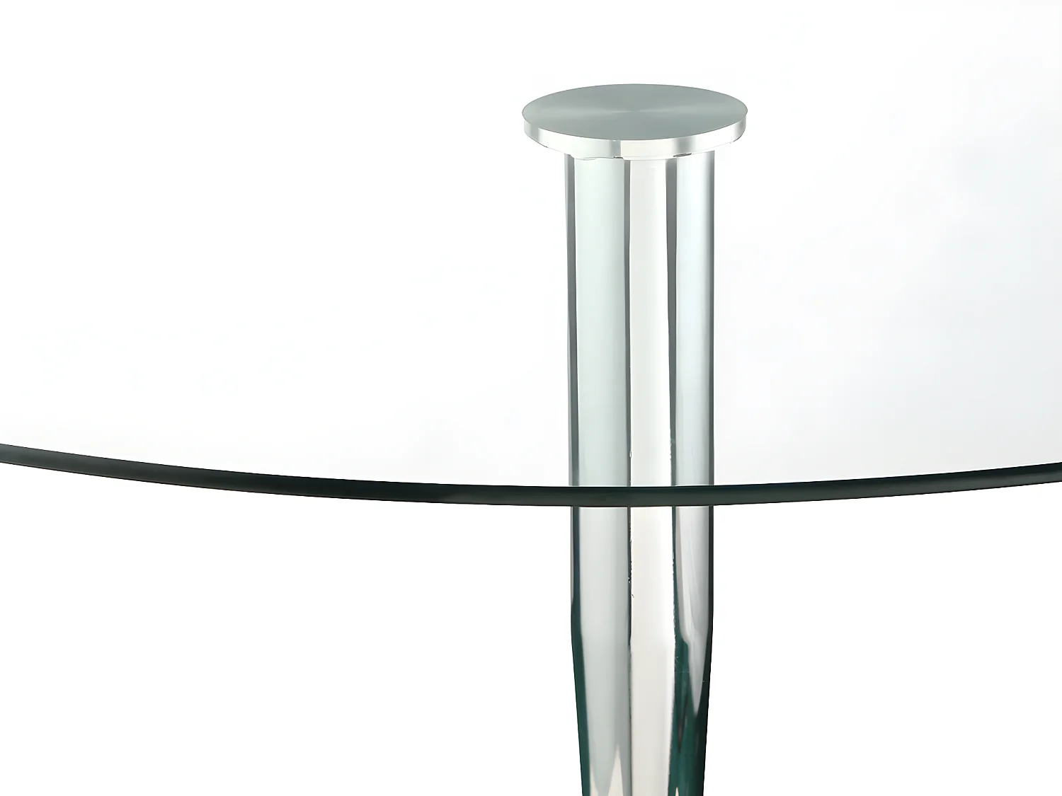 Table à manger ronde NOLAN - 2 personnes - Verre trempé & métal chromé