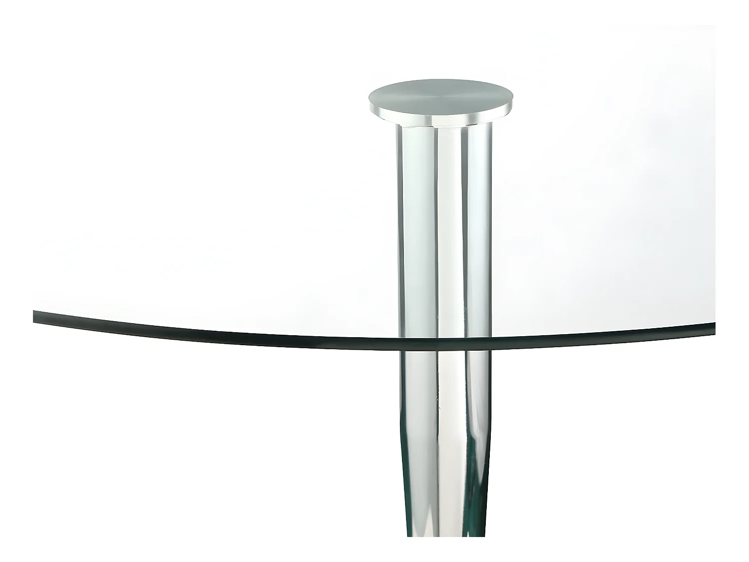 Mesa de comedor redonda NOLAN - Cristal templado y metal cromado