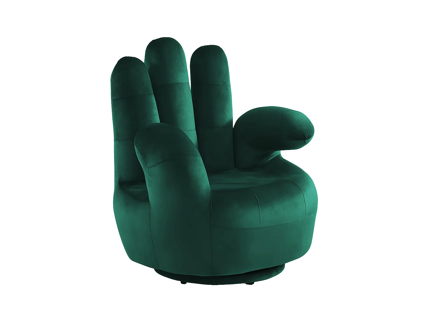 Sillón con forma de mano pivotante CATCHY de terciopelo - Verde pino